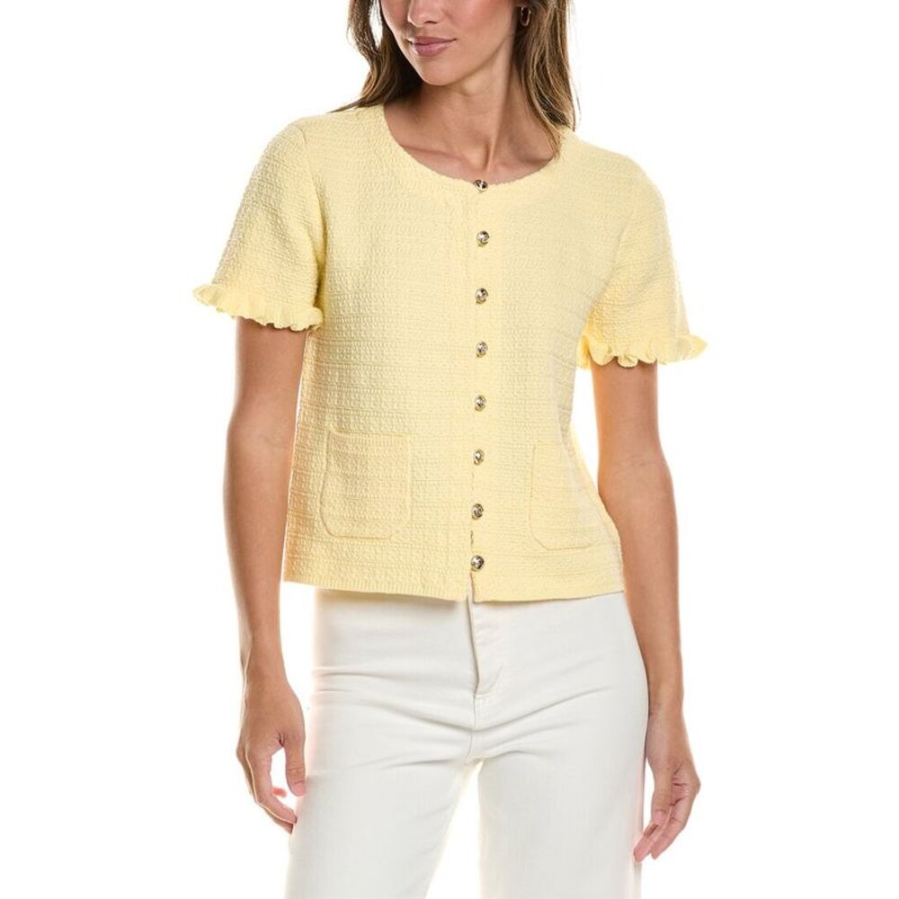 Cece Womens Sweater Jacket, Yellow